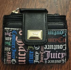 Juicy Couture Black Wallet Coin Purse with Multicolor Logo NWOT